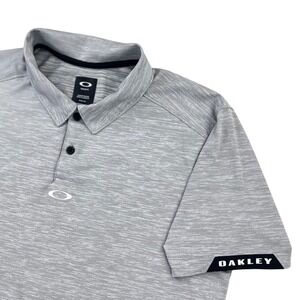Oakley Polo Shirt Men's XL Gray Heather‎ O Stretch Short Sleeve Golf Regular Fit